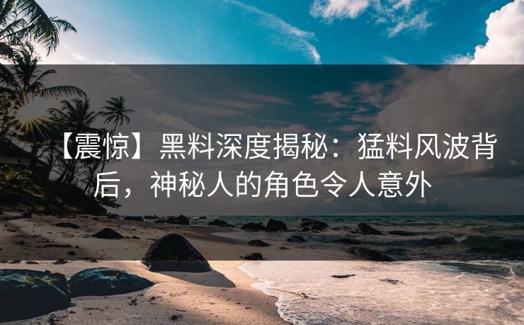 【震惊】黑料深度揭秘：猛料风波背后，神秘人的角色令人意外