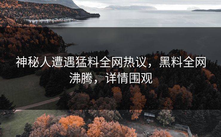 神秘人遭遇猛料全网热议，黑料全网沸腾，详情围观