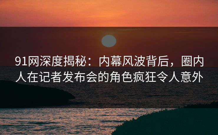 91网深度揭秘：内幕风波背后，圈内人在记者发布会的角色疯狂令人意外