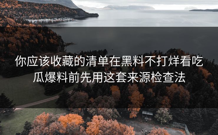 你应该收藏的清单在黑料不打烊看吃瓜爆料前先用这套来源检查法